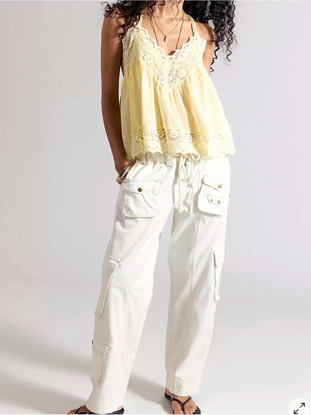 Free People Women’s Tahiti Pull On Cargo Pants in Tofu